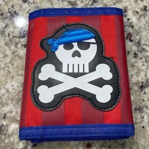 Stephen Joseph red and blue pirate trifold wallet Preowned Good Condition